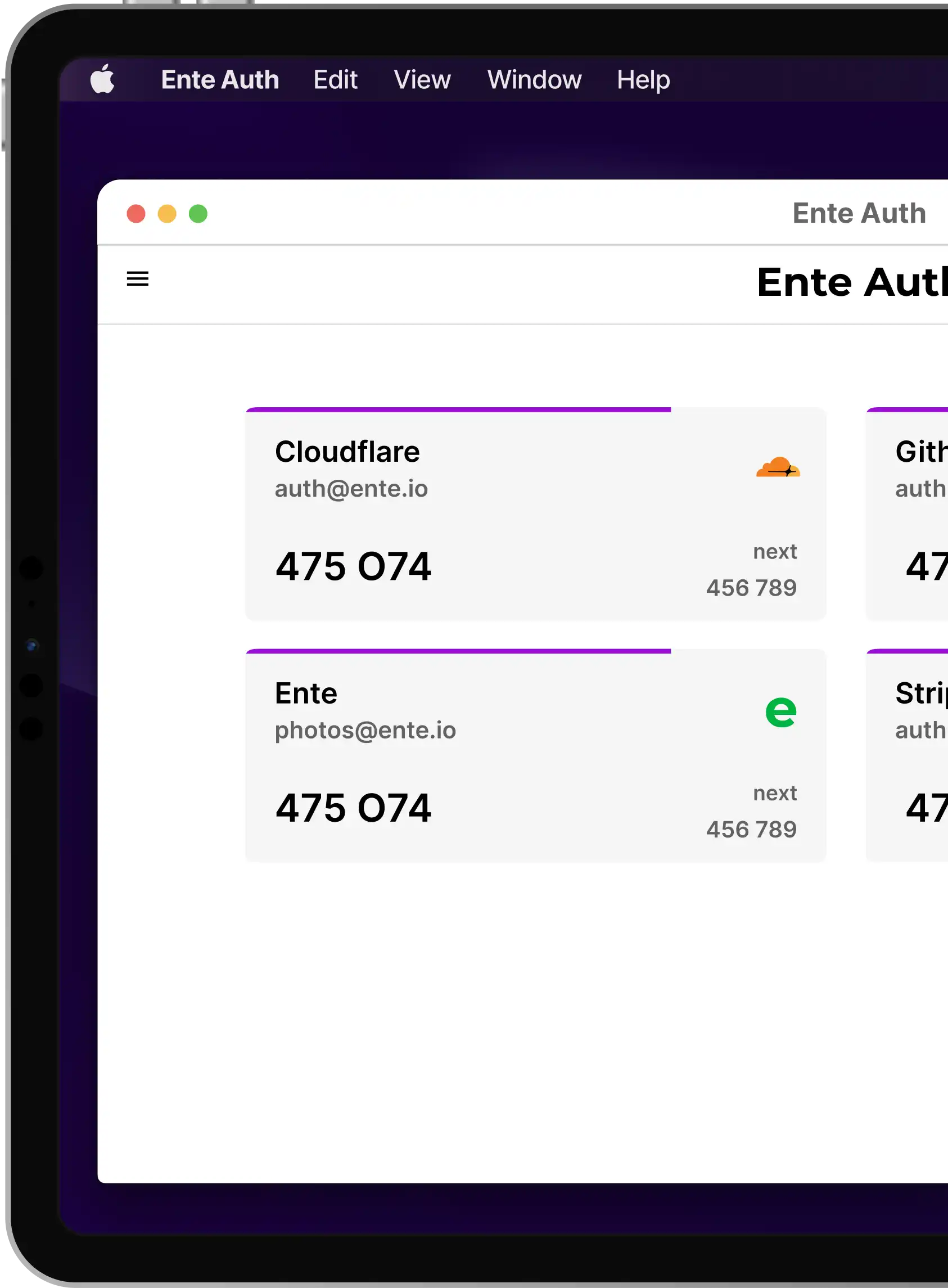 Auth Home screen laptop