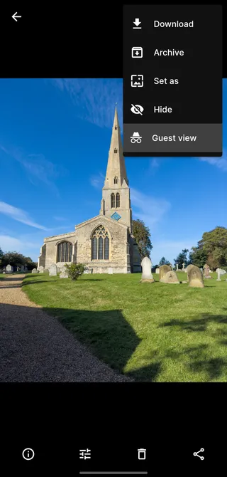 Ente's Guest view interface for single photo swipe lock
